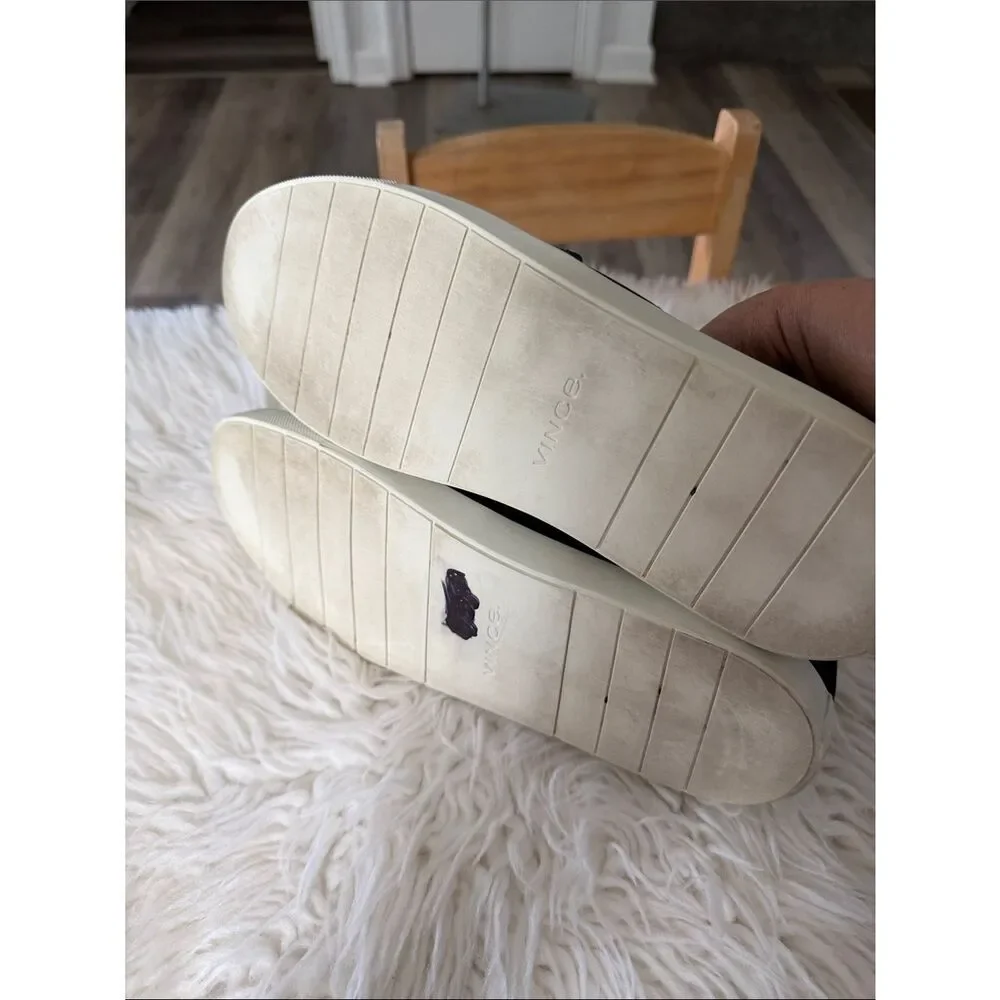 Vince Black Suede Slip-On Flats with White Sole Size 9